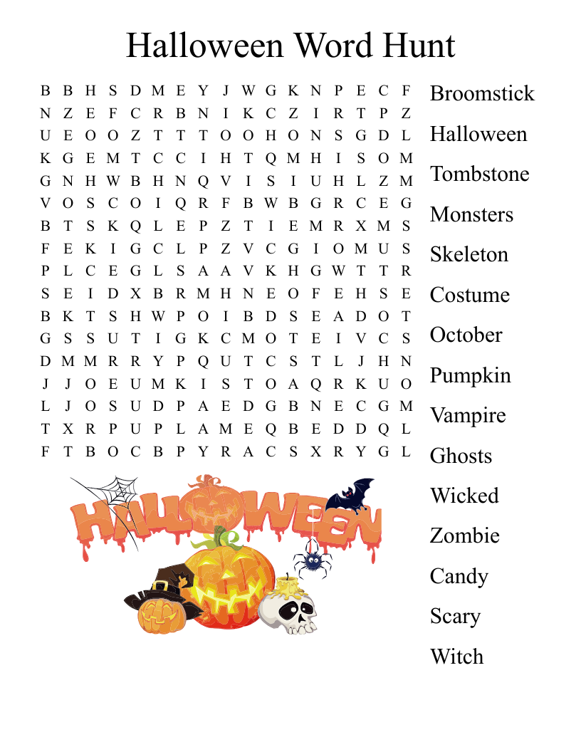 Halloween Printable Word Search Puzzles