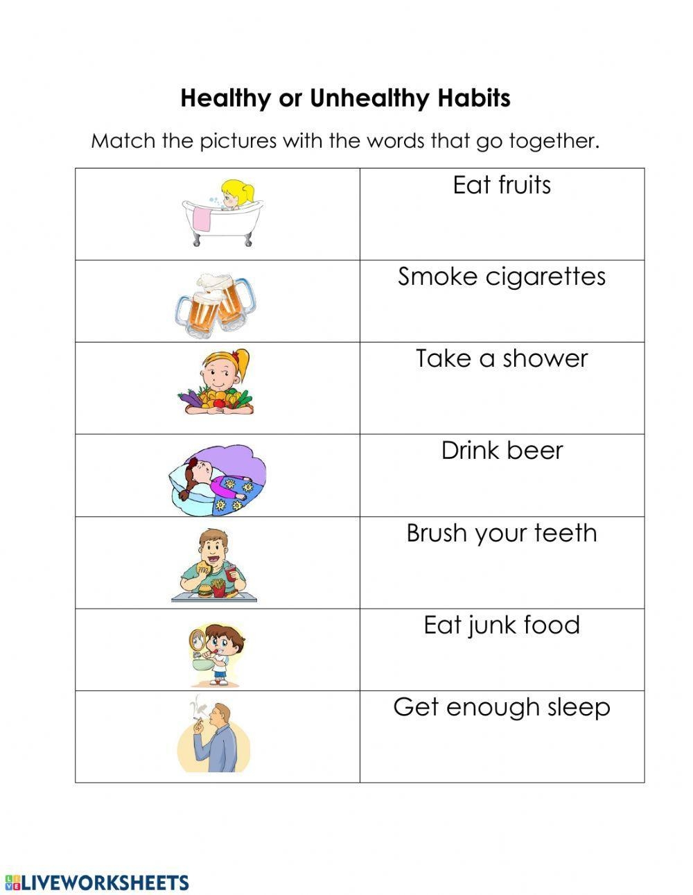 Healthy And Unh Free Interactive Worksheets 130976