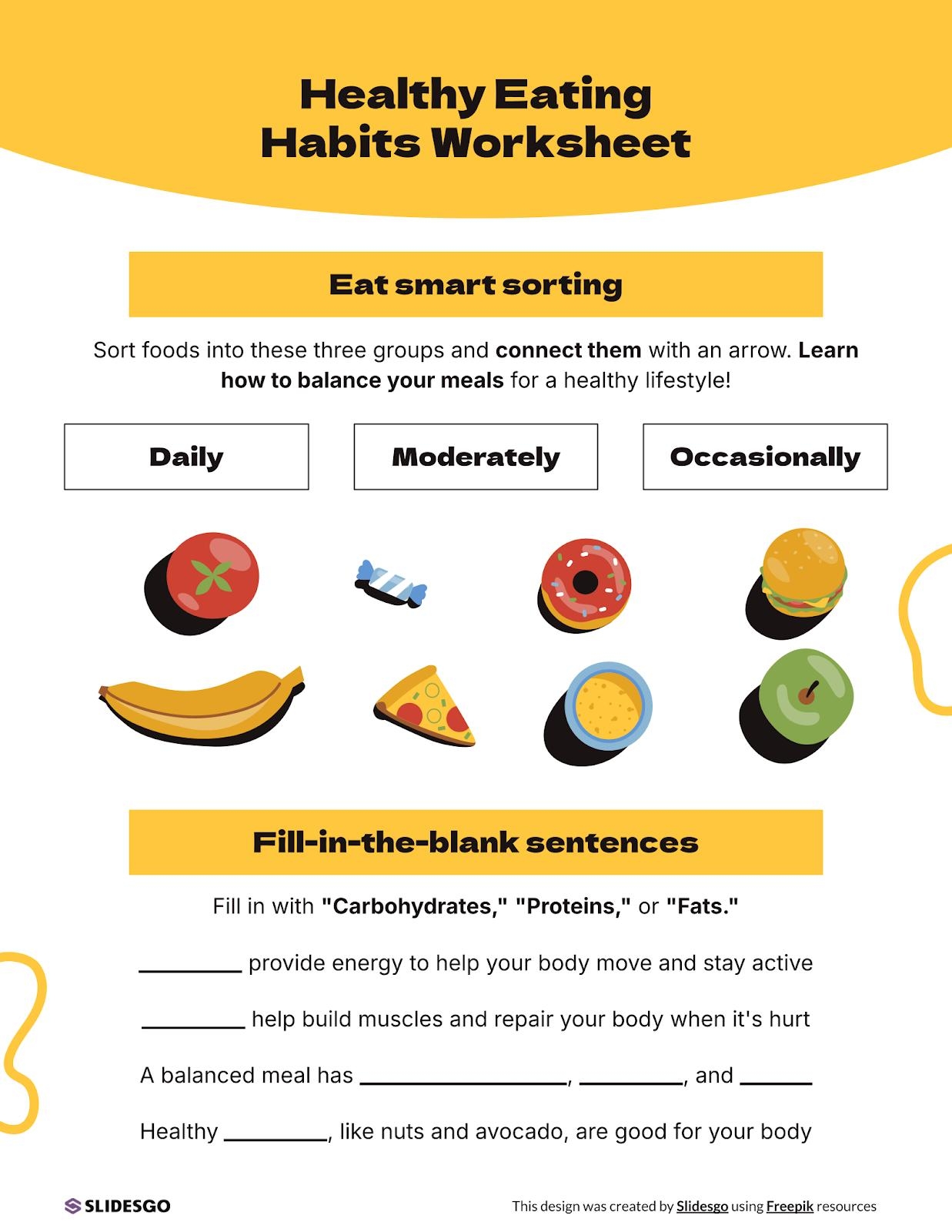 Healthy Eating Habits Worksheet Template