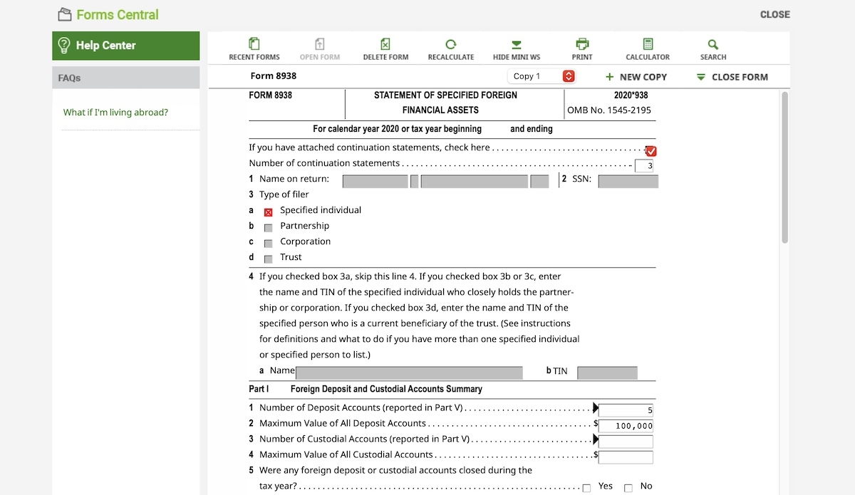 Example Of Form 8938 Filled Out
