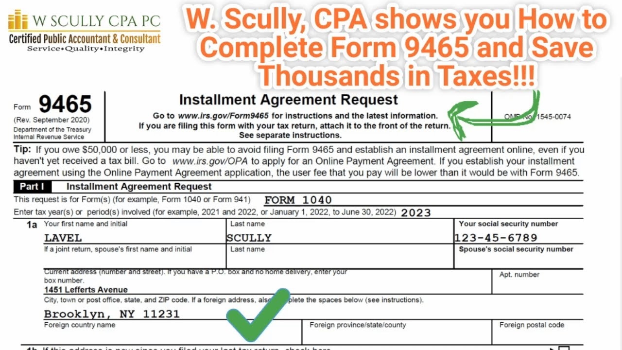 Irs Form 9465 Mailing Address