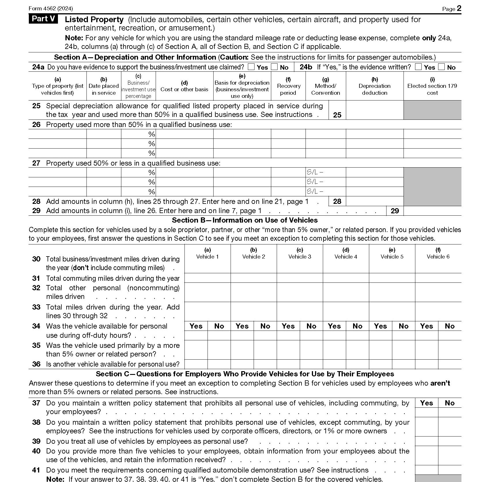 Irs Depreciation Form 4562 Instructions