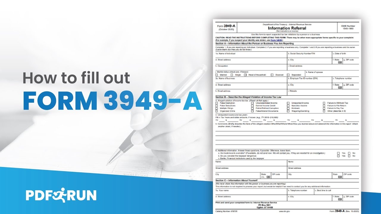 How To Fill Out Form 3949 A Or Form To Report Alleged Tax Law Violations Online PDFRun