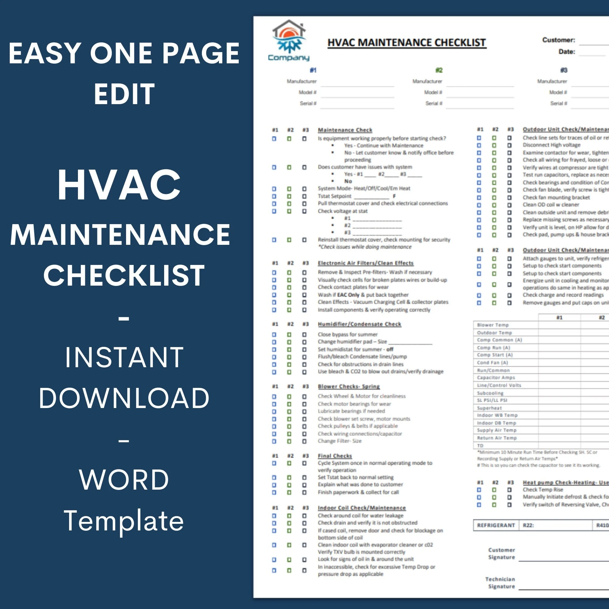 HVAC Preventative Maintenance Checklist Template Editable 