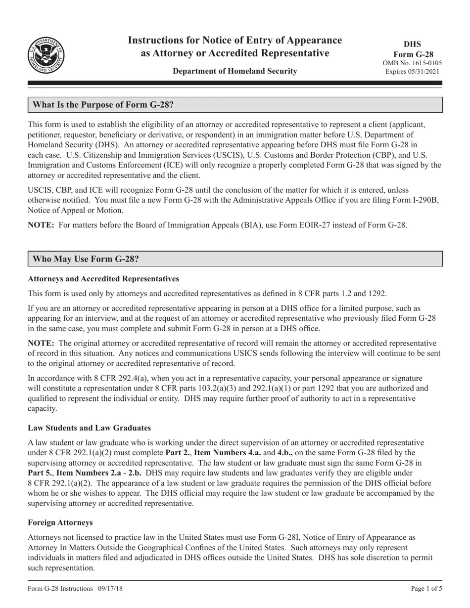 Immigration Form G 28 Printable