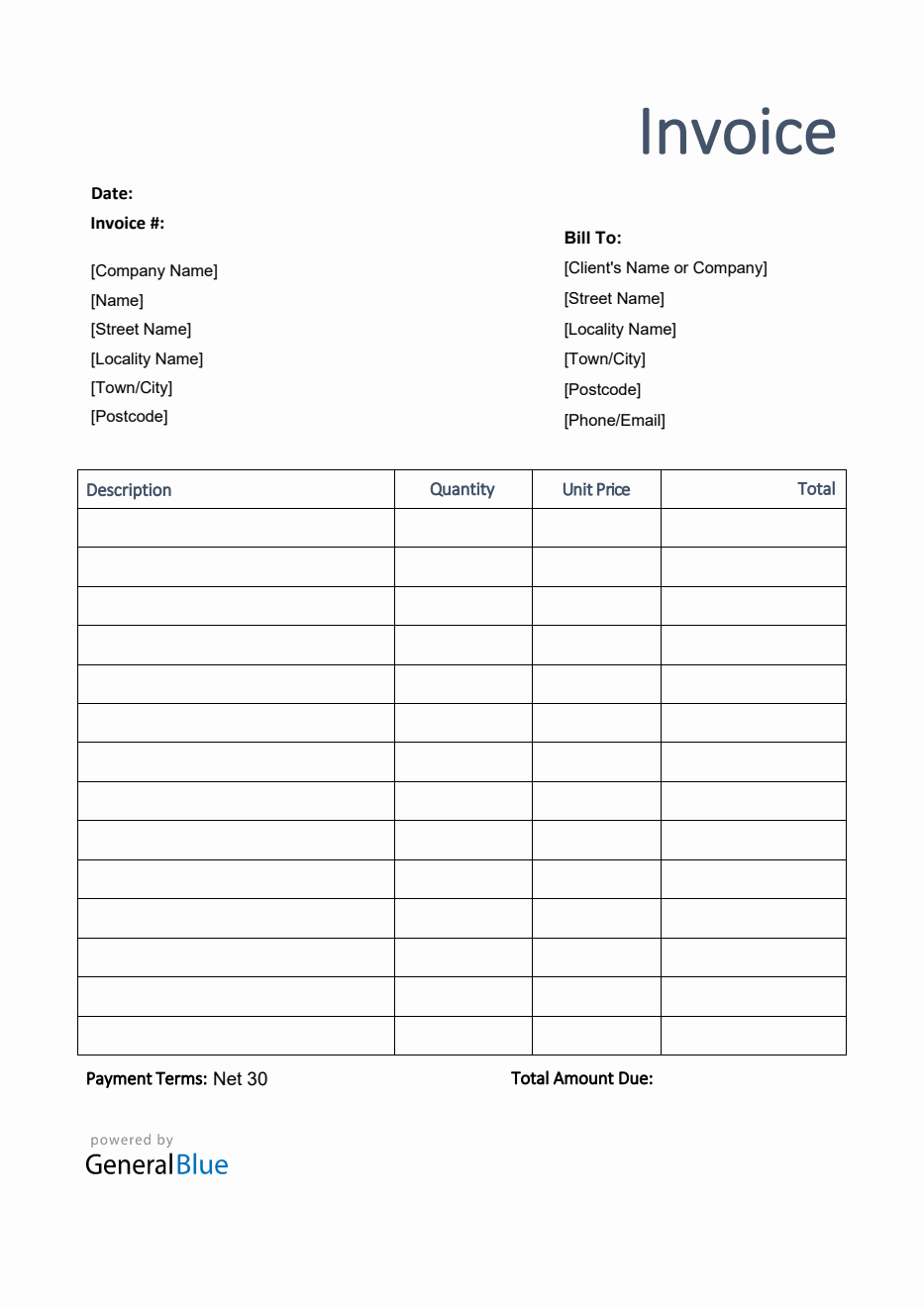 Printable Invoice Template Free