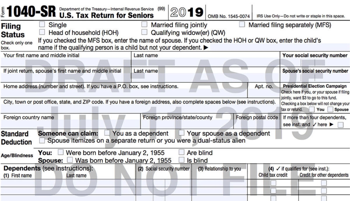Irs Form 1040 Sr