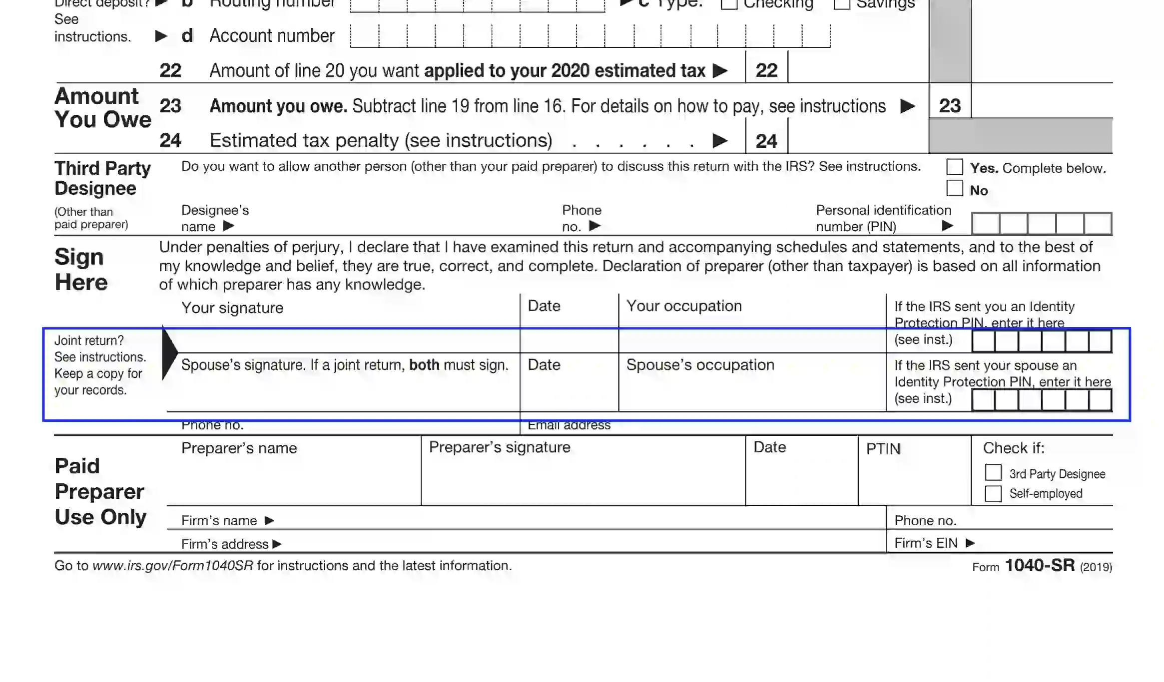 IRS Form 1040 SR Fill Out Printable PDF Forms Online