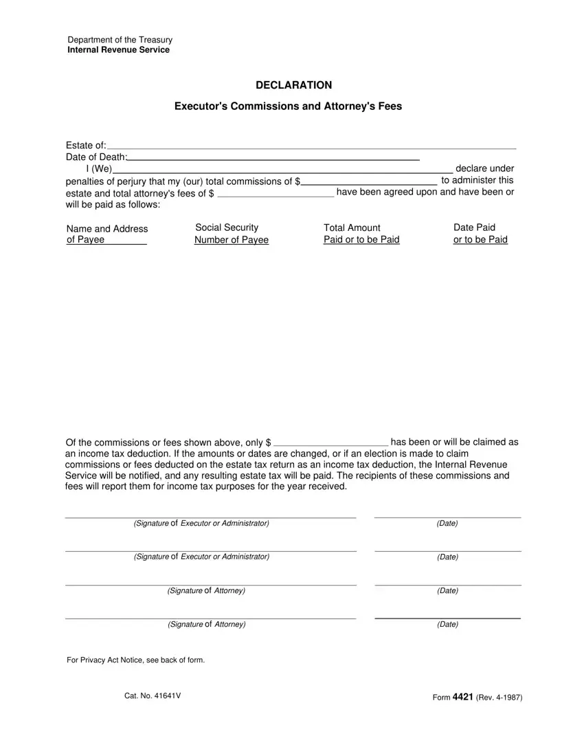Irs Form 4421 Fill Out Printable PDF Forms Online