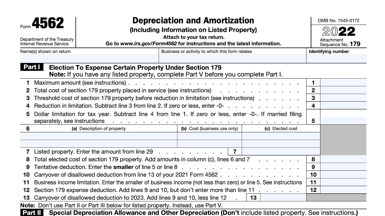 IRS Form 4562 Walkthrough Depreciation And Amortization 