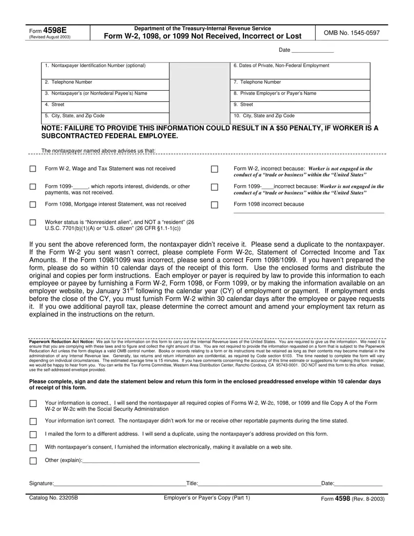 Irs Form 4598 Instructions Fill Out Printable PDF Forms