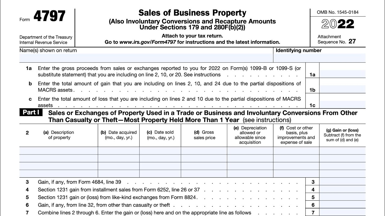 IRS Form 4797 Walkthrough Sales Of Business Property 