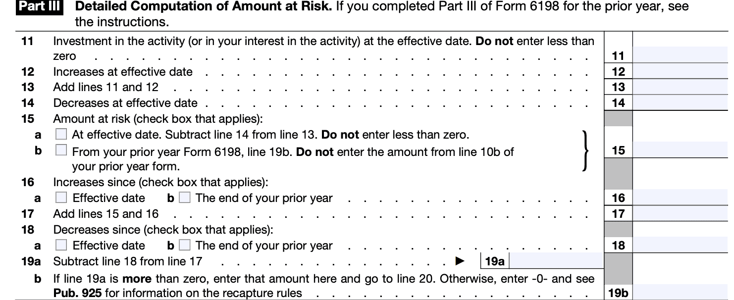 Irs Form 6198 Instructions Printable