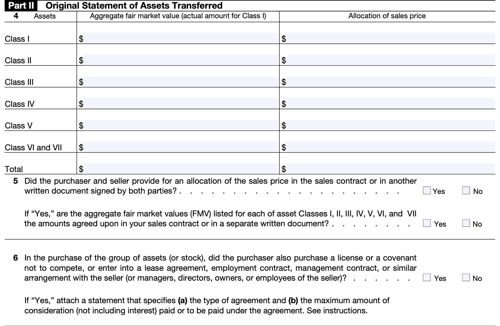Form 8594 Classes Of Assets