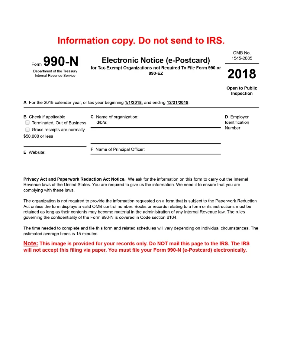 Printable Form 990 N
