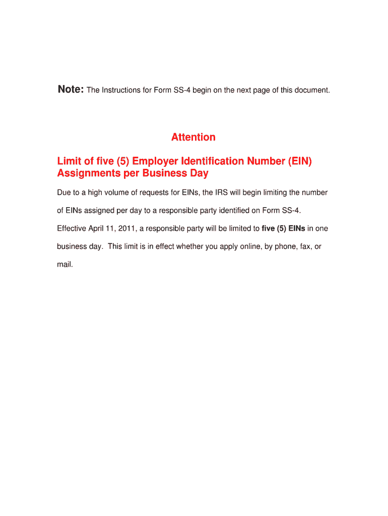 Irs Form Ss-4 Instructions