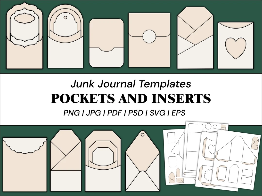 Junk Journal Templates Pocket Insert Folio Template Envelope 