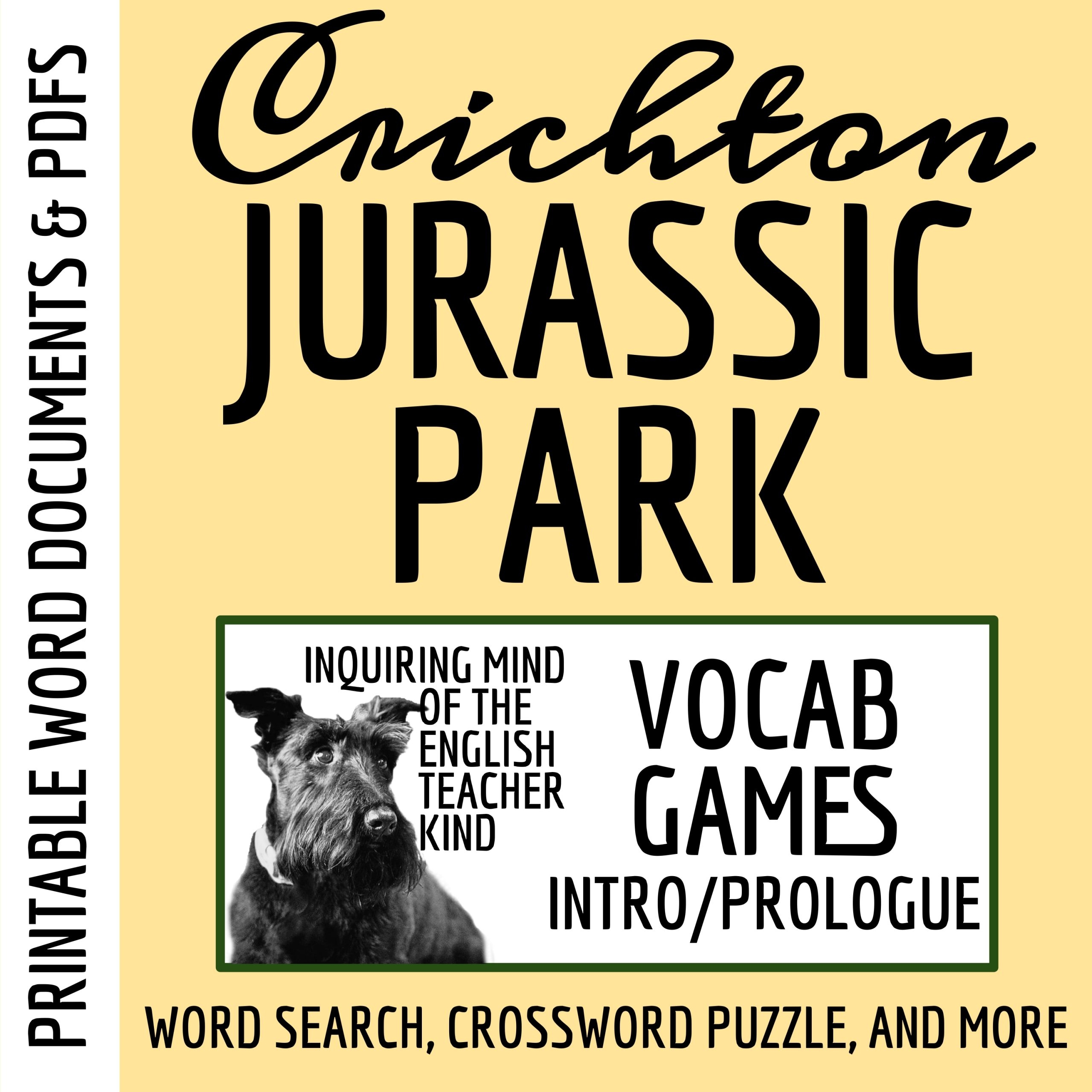 Jurassic Park By Michael Crichton Vocabulary Games Introduction 