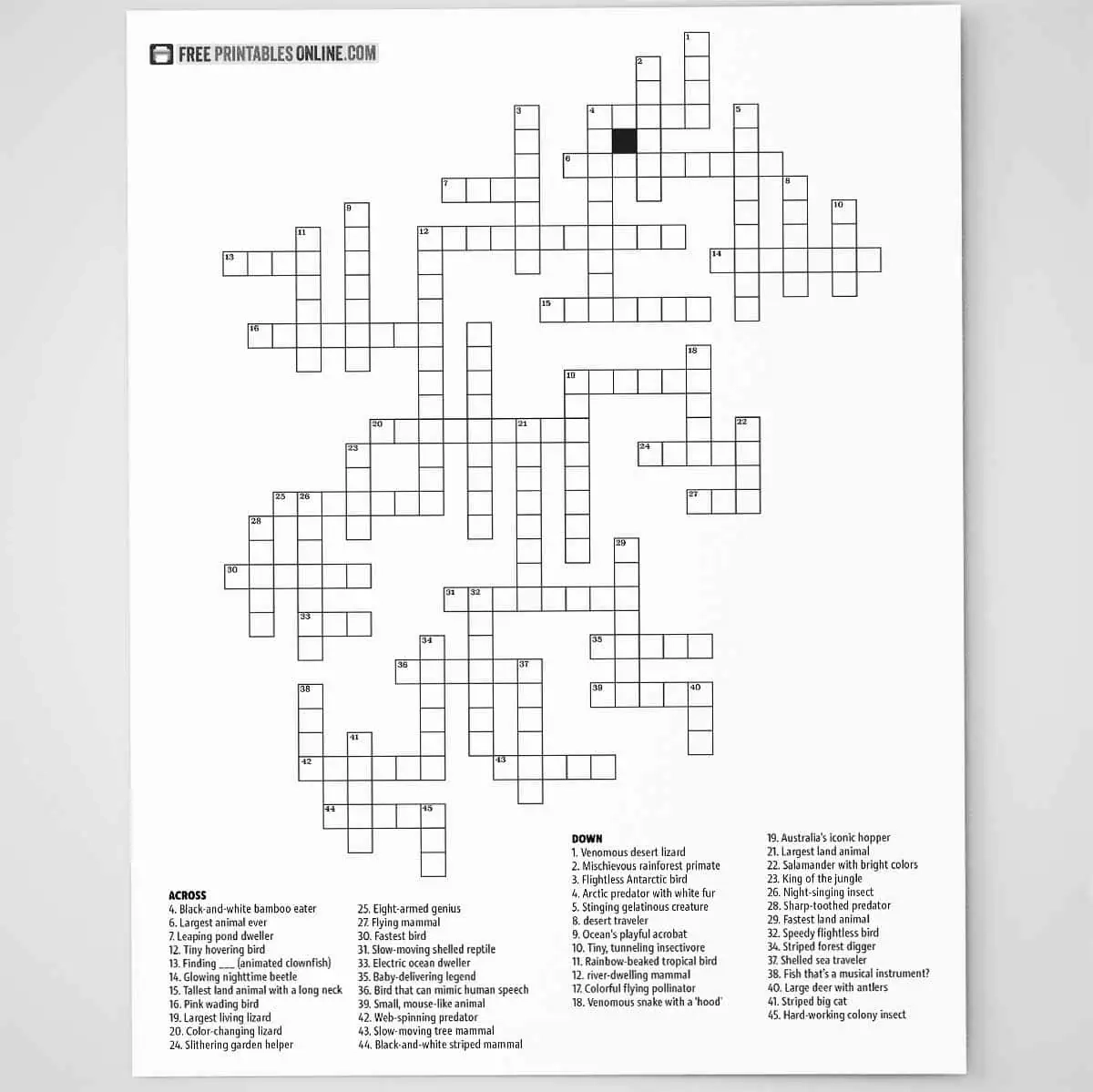Printable Crossword Puzzles With Answers Free