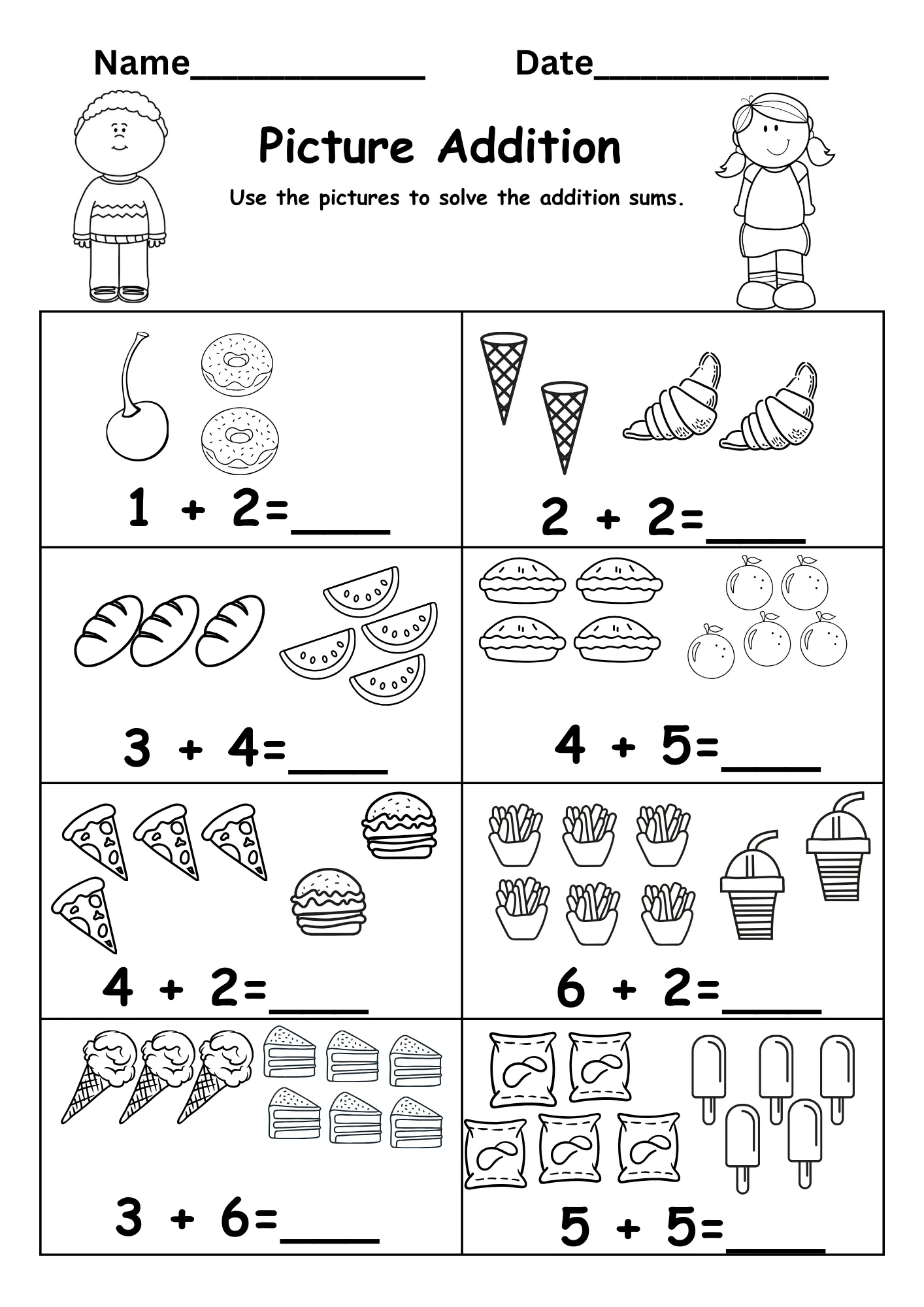 Free Printable Addition Worksheets Grade 1