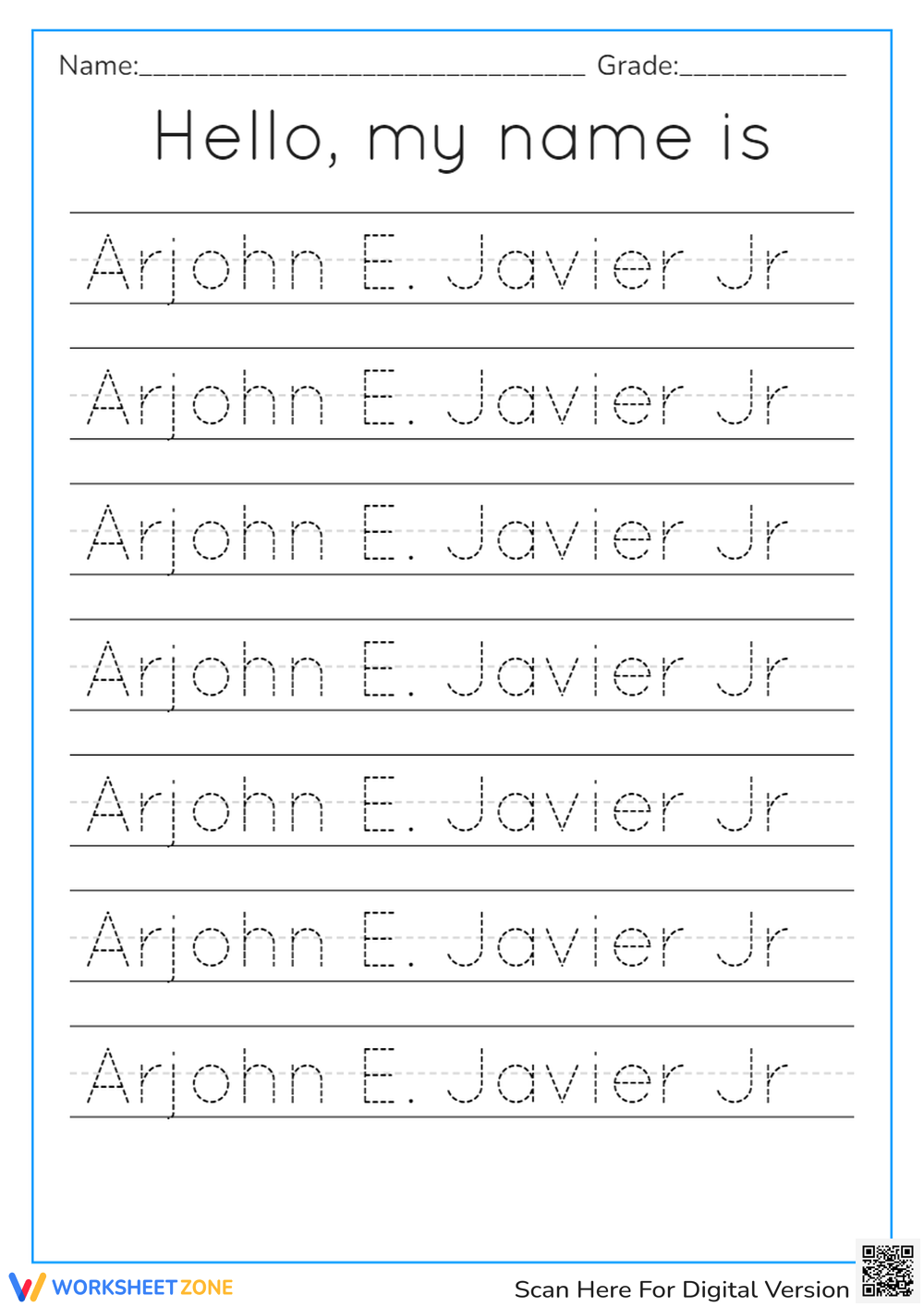 Free Name Printable Tracing Name Worksheets