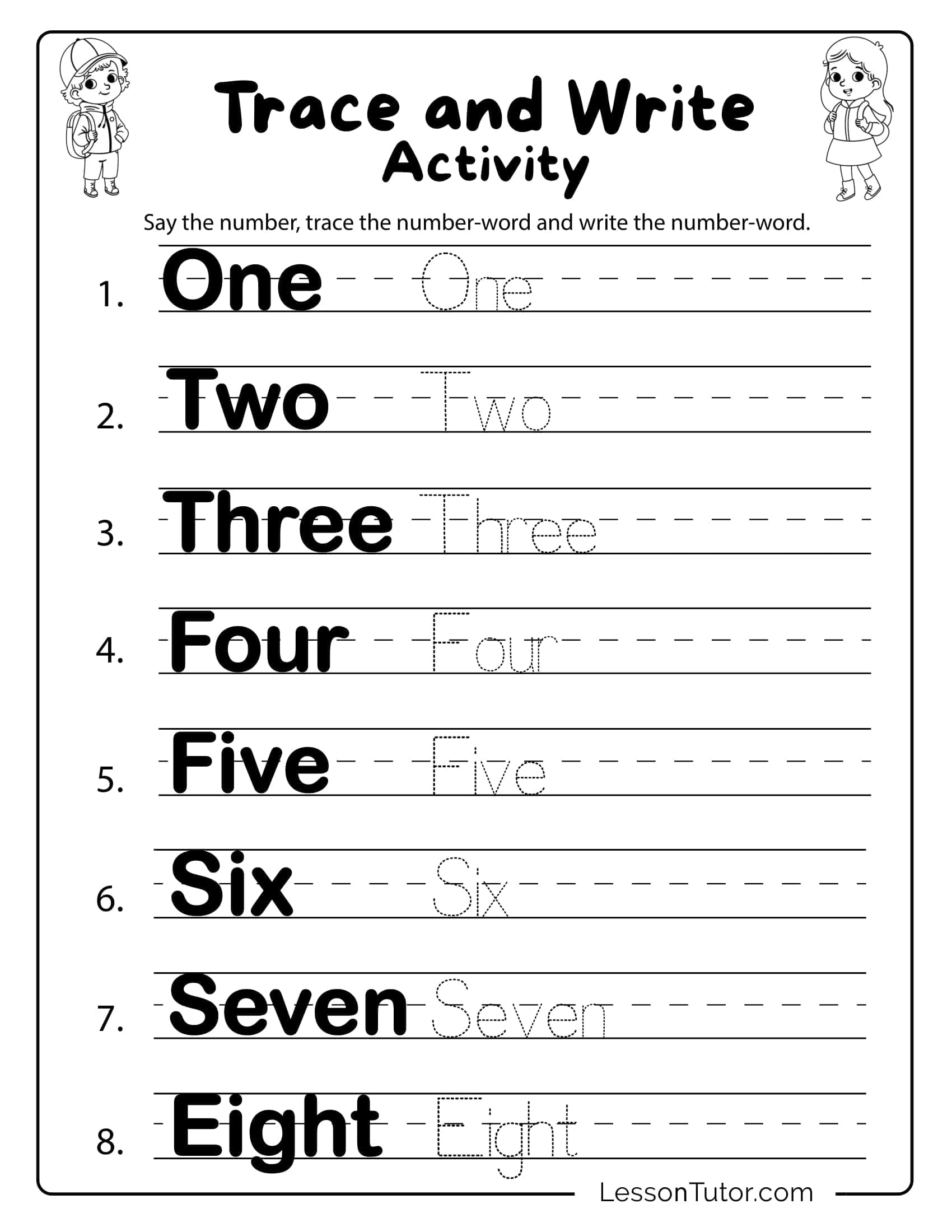 Kindergarten Numbers In Words 1 50 Worksheets Free Coloring 