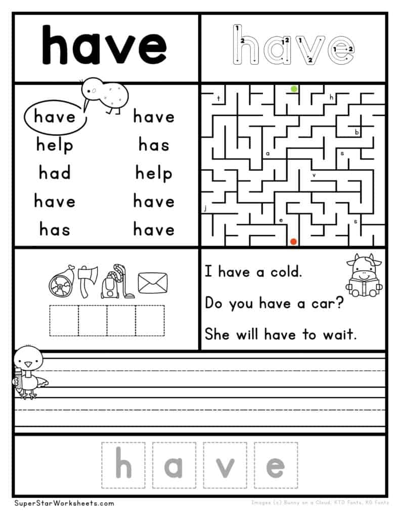 Kindergarten Sight Words Worksheets Library Worksheets Library