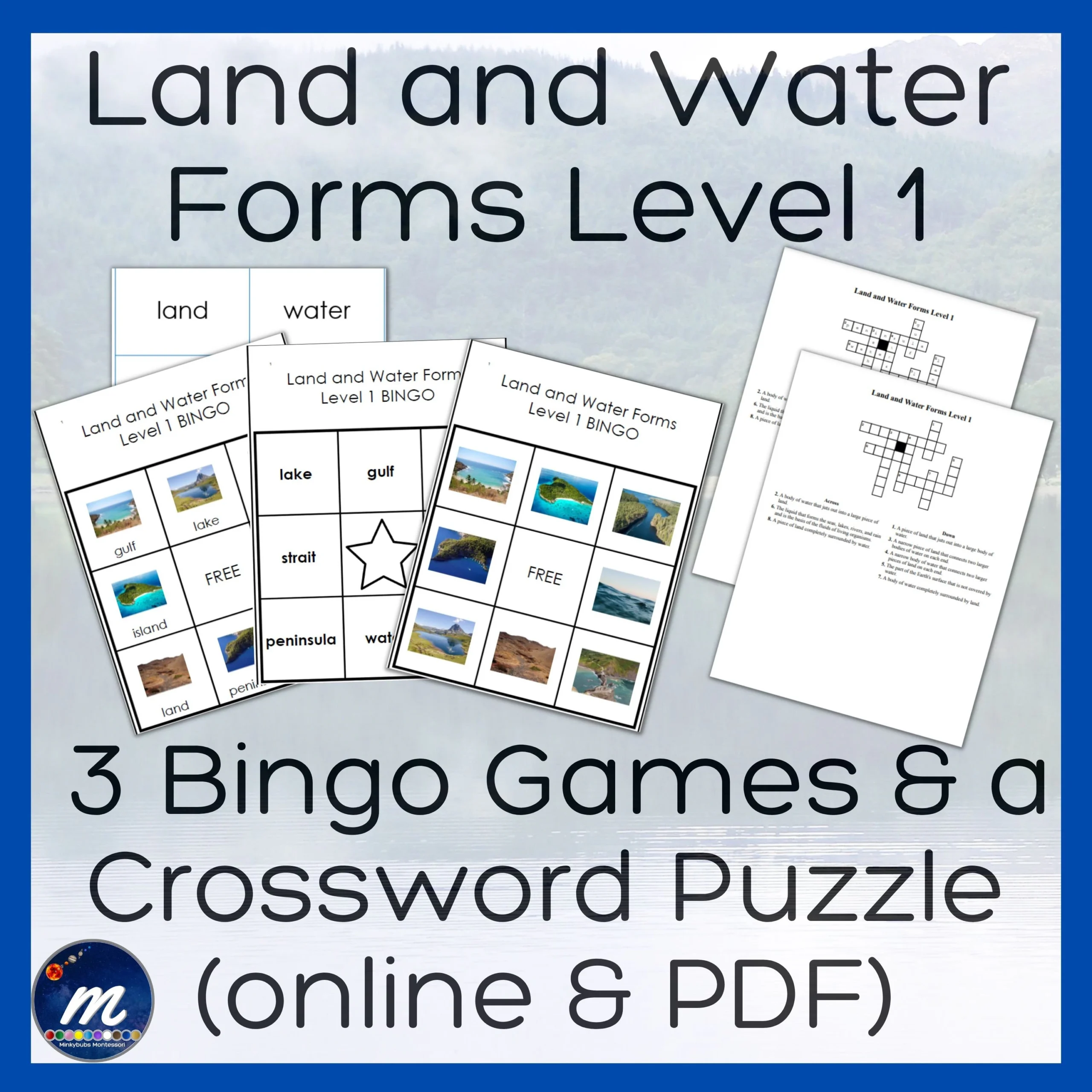 Land And Water Forms Bingo And Crossword Puzzles Etsy UK