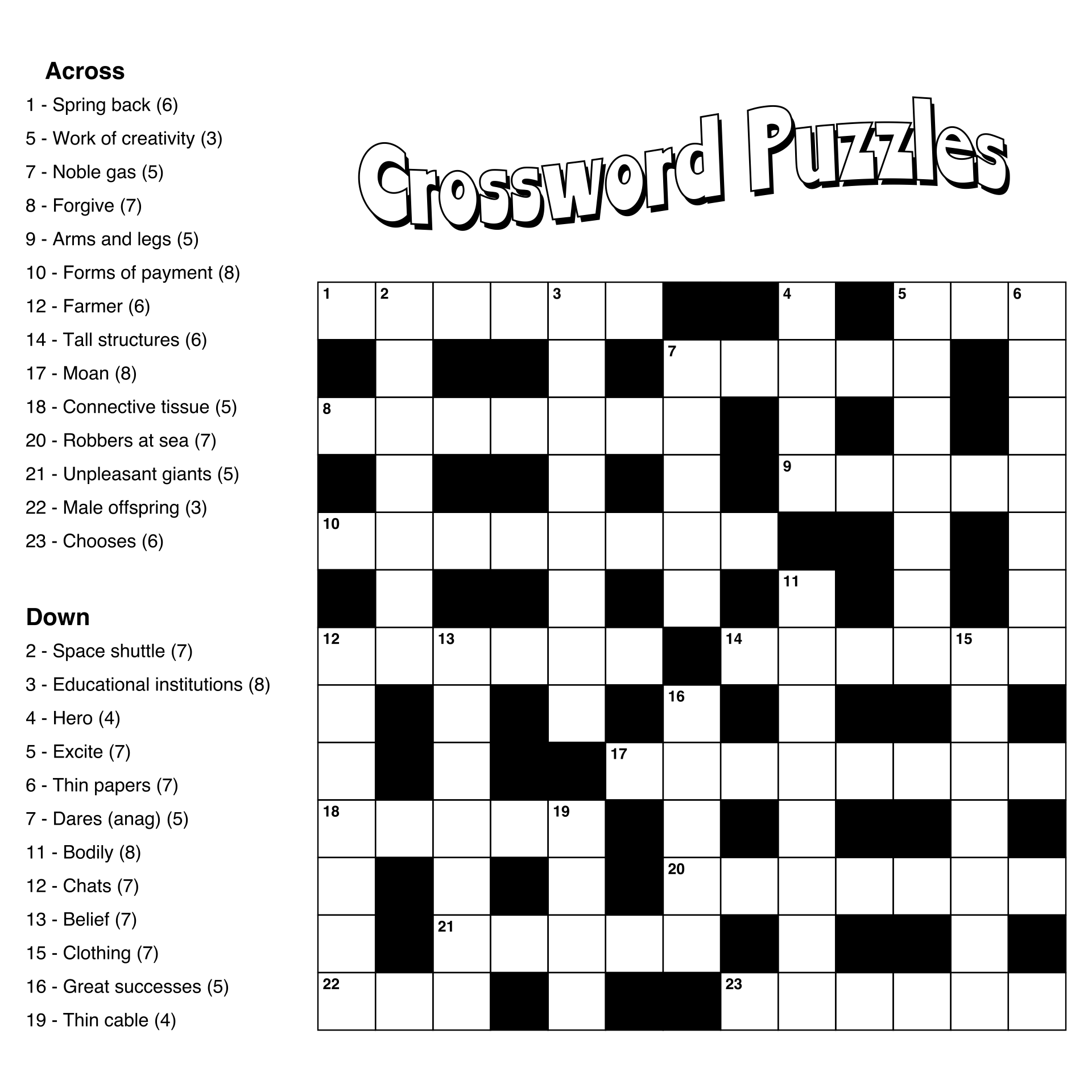 Big Easy Crossword Puzzles Printable Free