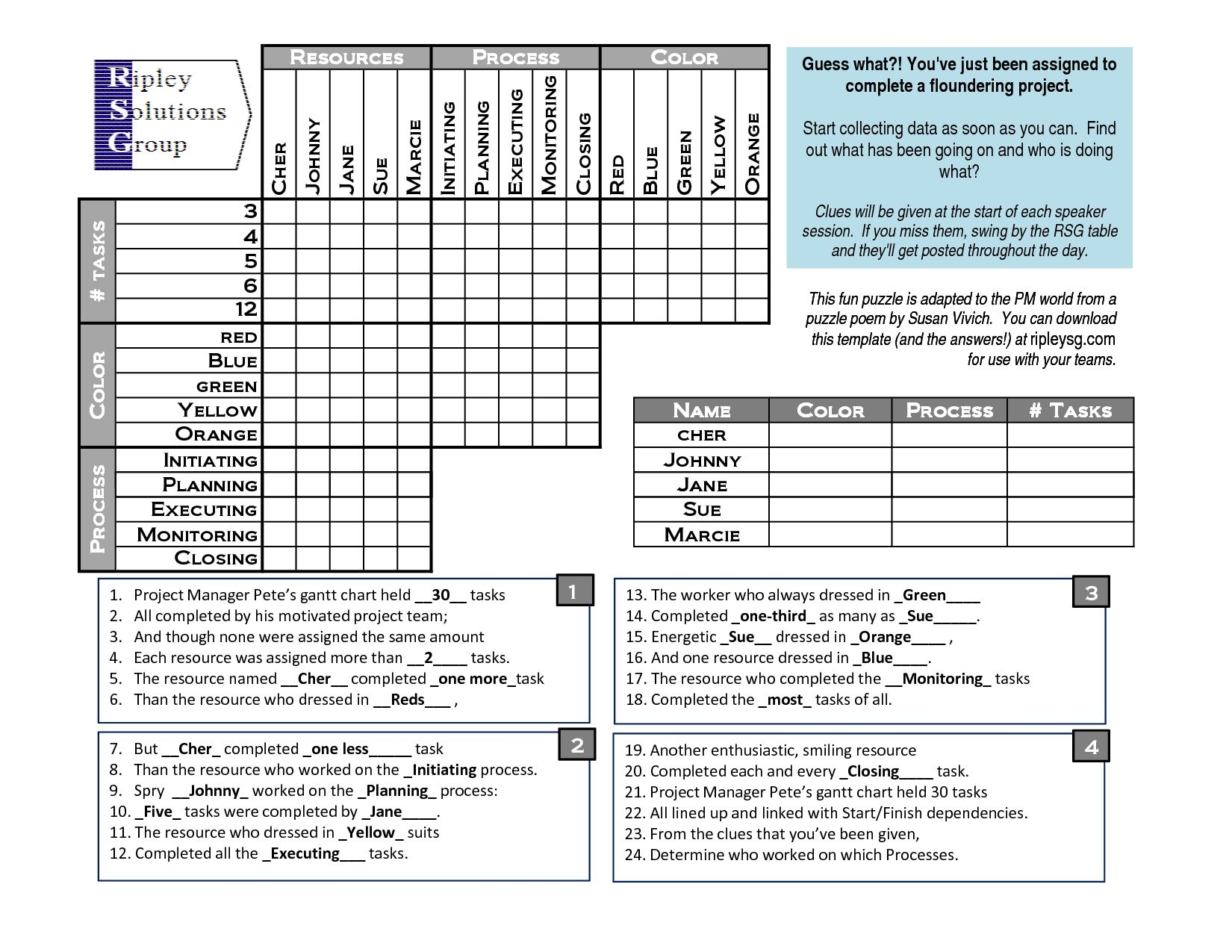 Printable Logic Grid Puzzles