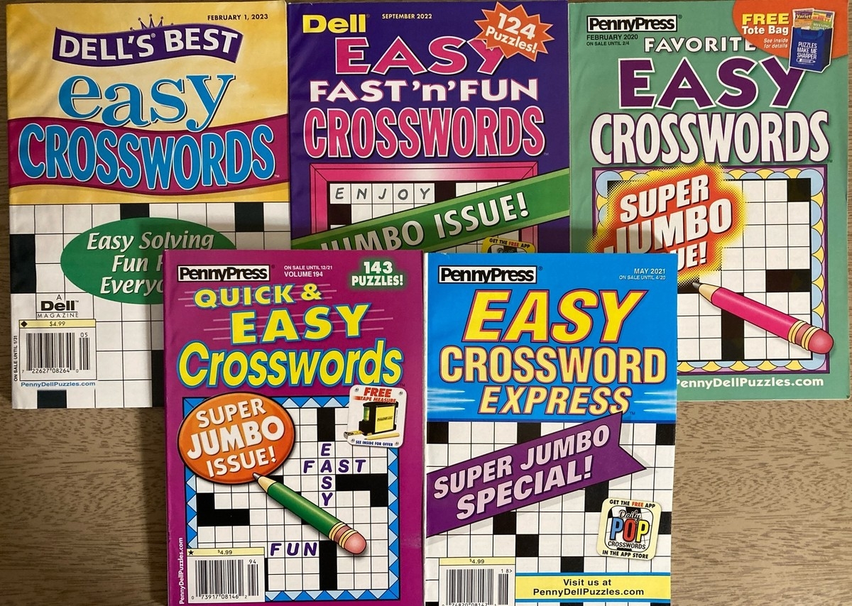 Lot Of 5 Dell Penny Press Crossword Puzzle Books Easy Good Time Express CW27