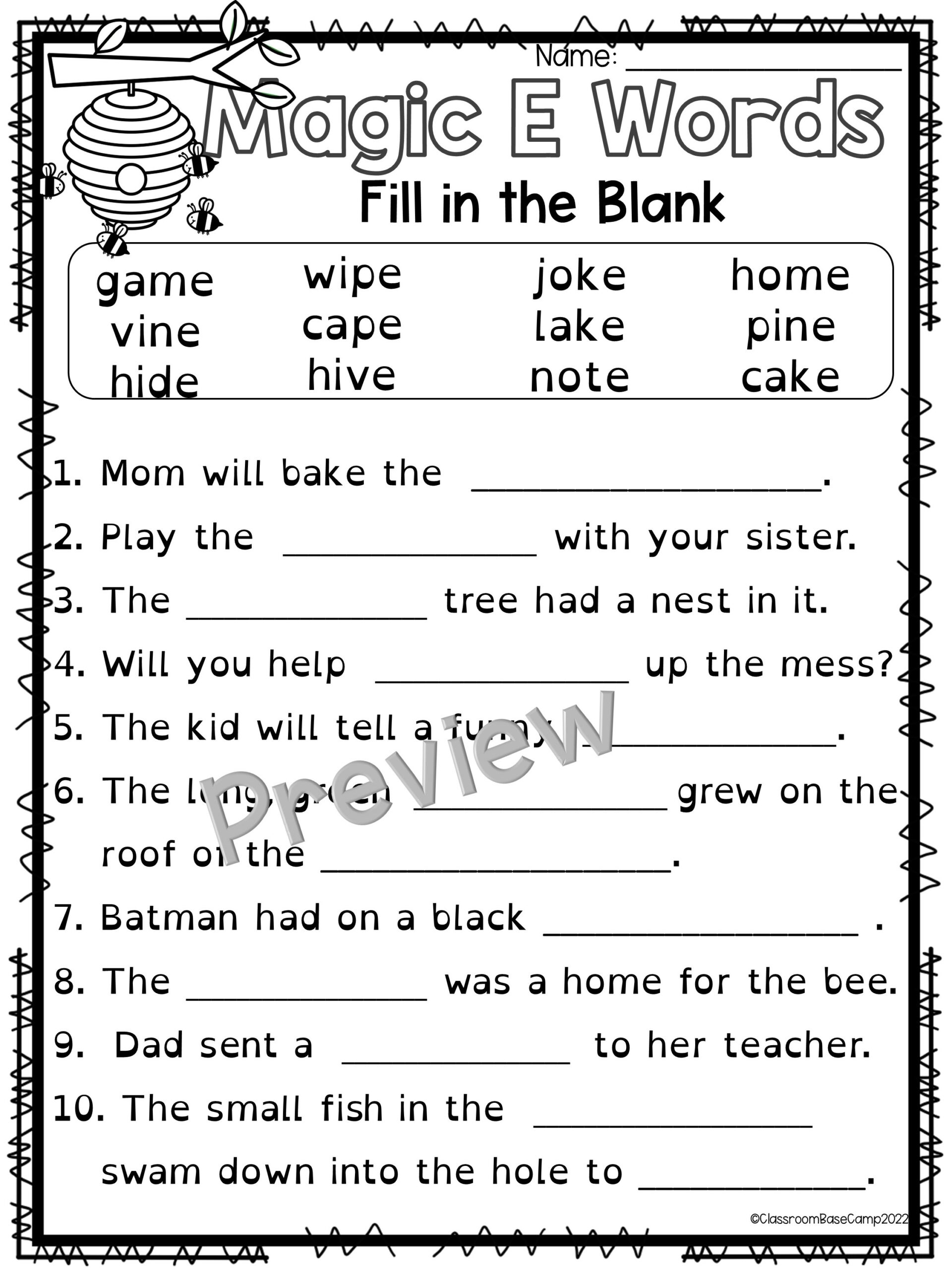 Magic E Syllable Sneaky E Orton Gillingham Made By Teachers
