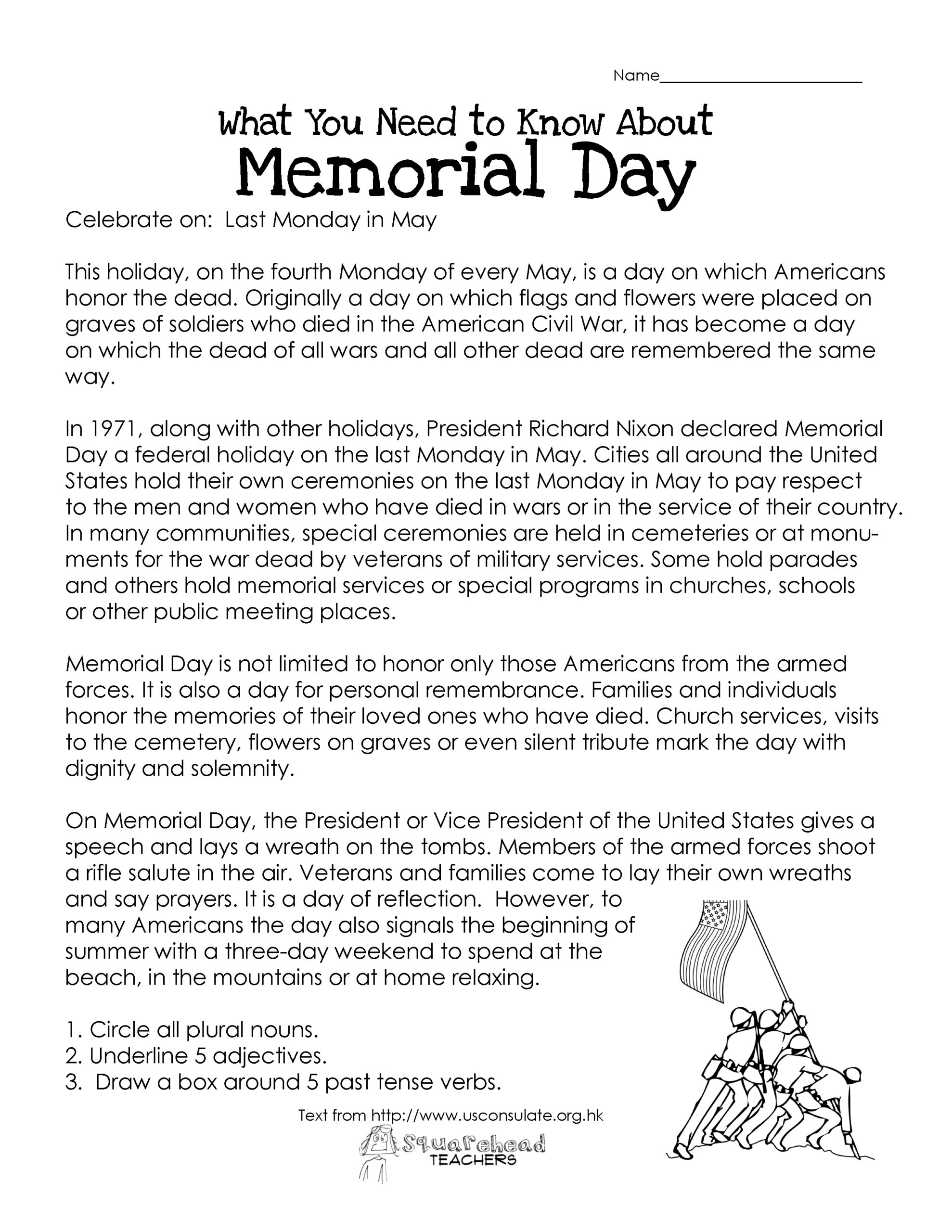 Memorial Day For Kids Printable