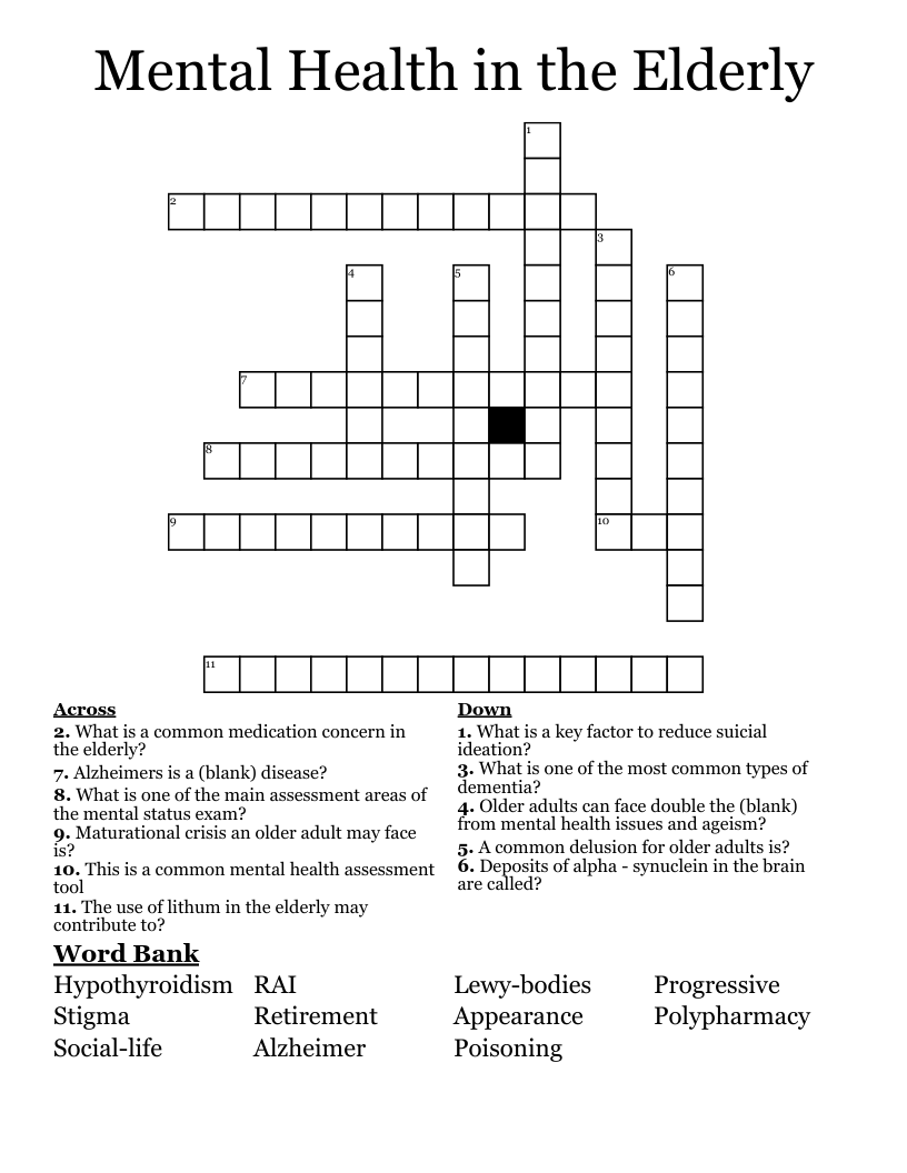 Easy Crossword Puzzles For Elderly Printable
