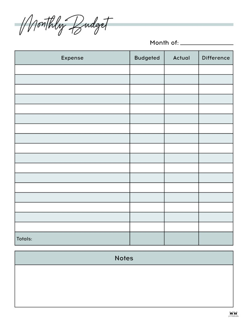 Free Personal Budget Template Printable