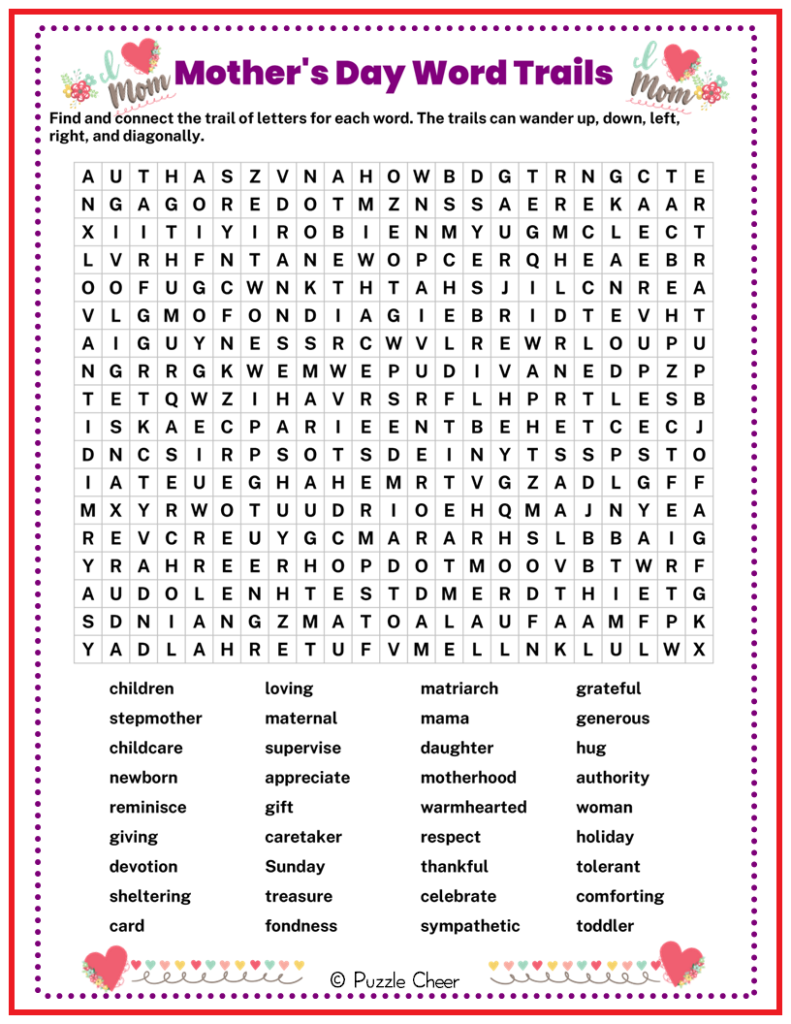 Printable Crossword Puzzles About Childcare