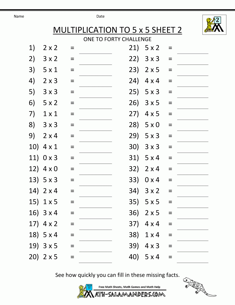 Multiplication Math Worksheets Printable Free