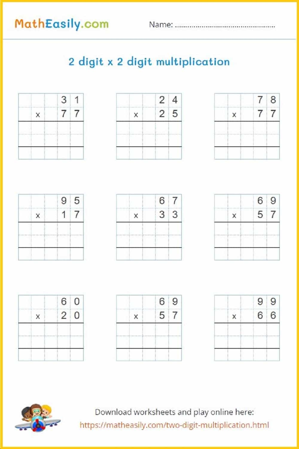 Free Printable Multiplication Worksheets By 2
