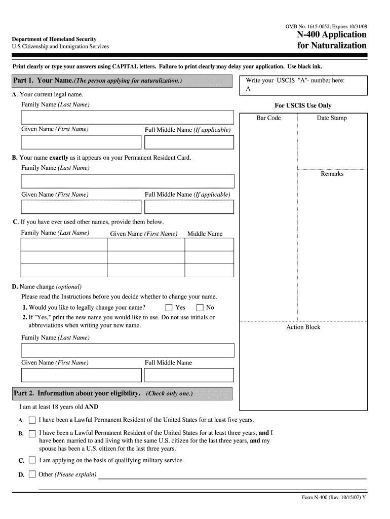 N 400 Form Sample Fill Out amp Sign Online DocHub