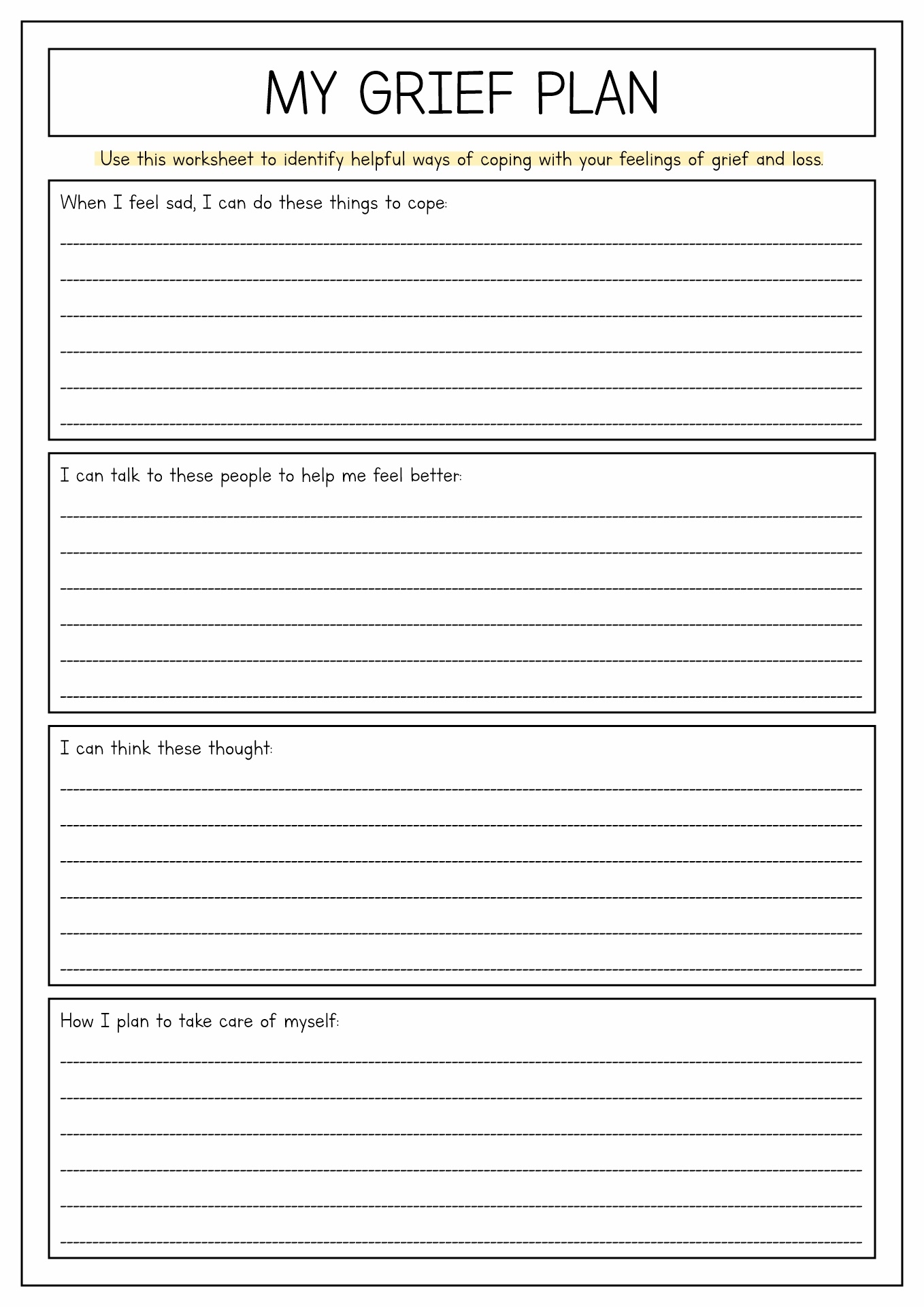 Navigating Grief A Worksheet For Healing And Understanding