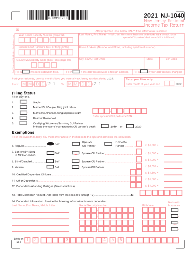 Nj 1040 Form 2021 Fill Out amp Sign Online DocHub