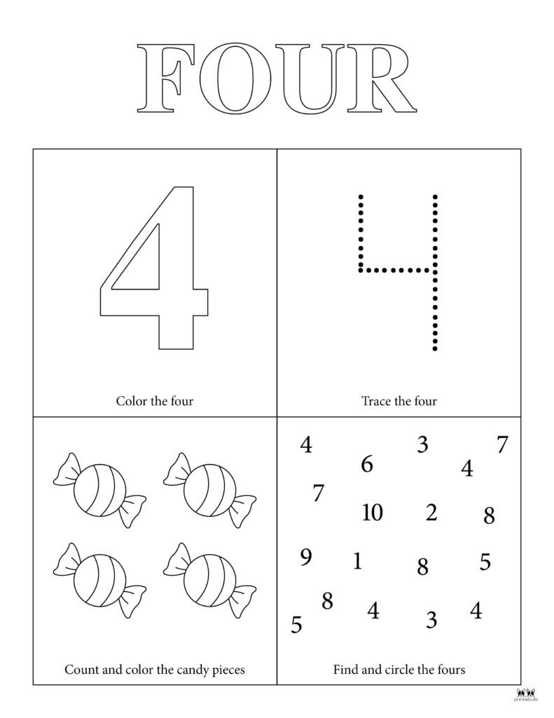 Number 4 Tracing Worksheets 15 FREE Pages Printabulls 