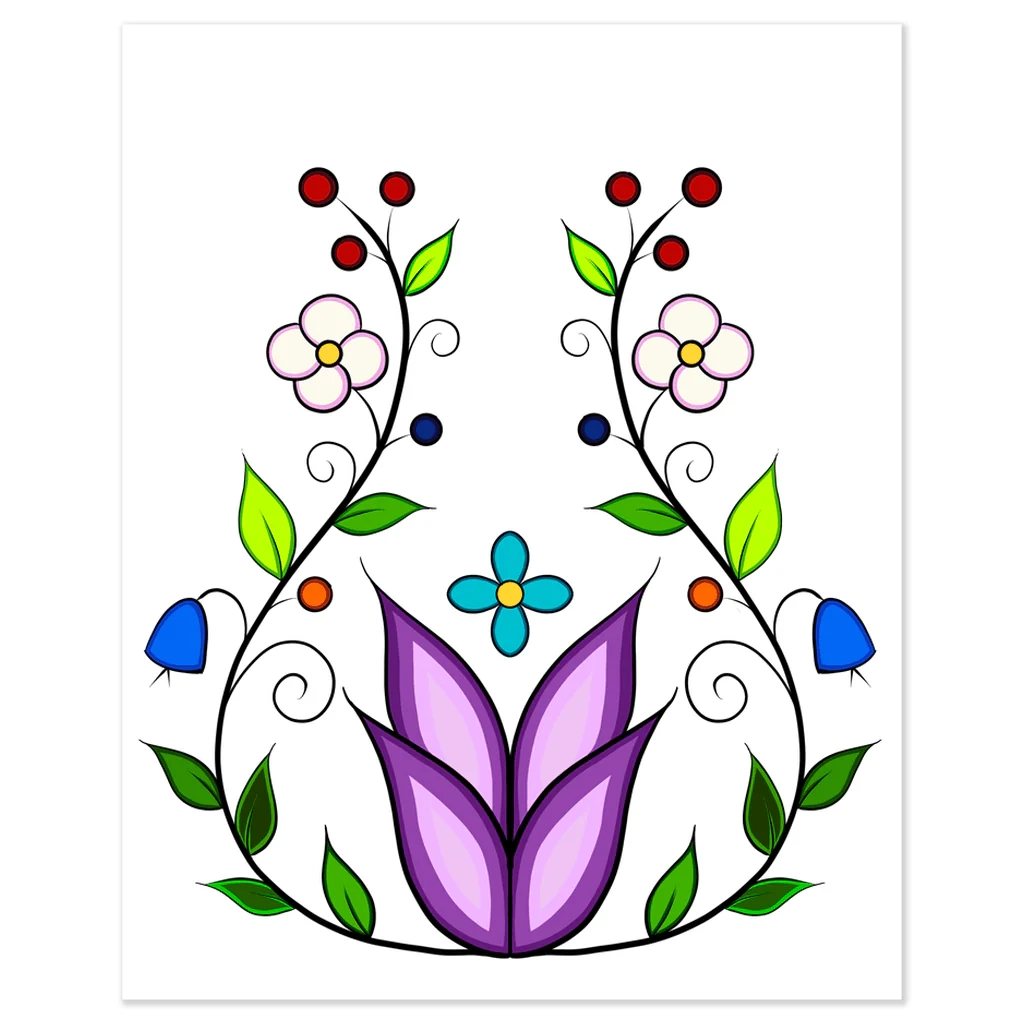 Ojibwe Floral Artwork Poster Anishinaabe Artist Caitlin Newago 