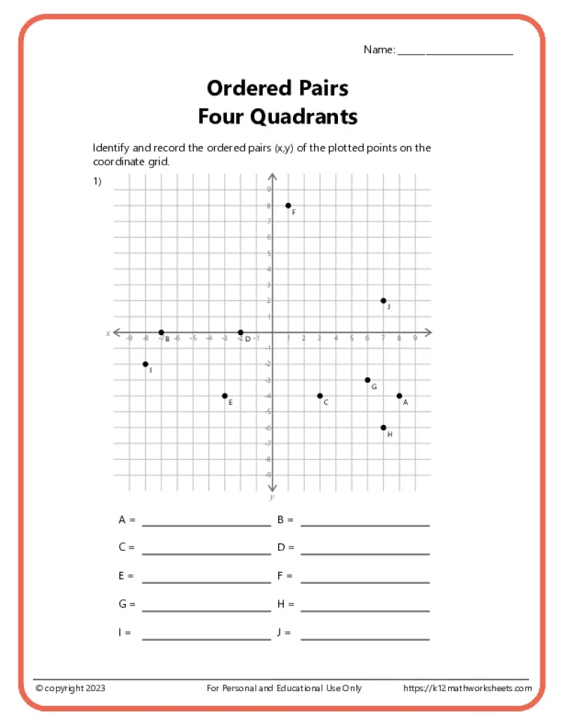 Graph Paper Coordinate Worksheets