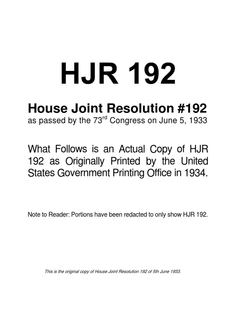 Original HJR 192 June 5 1933 PDF Treaty Federal Reserve