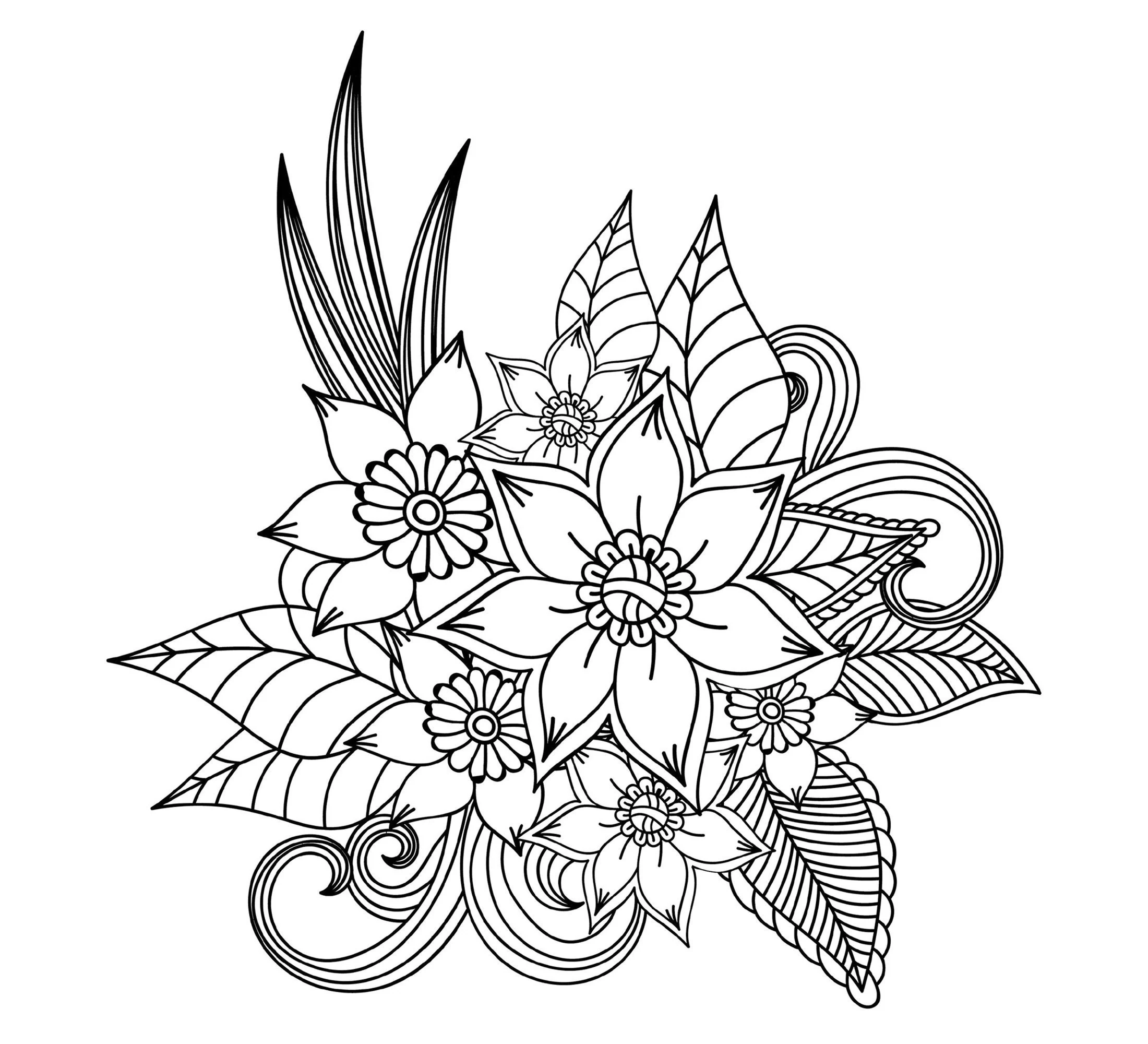 Outline Spring Coloring Sheets Printable Flower Coloring Page 