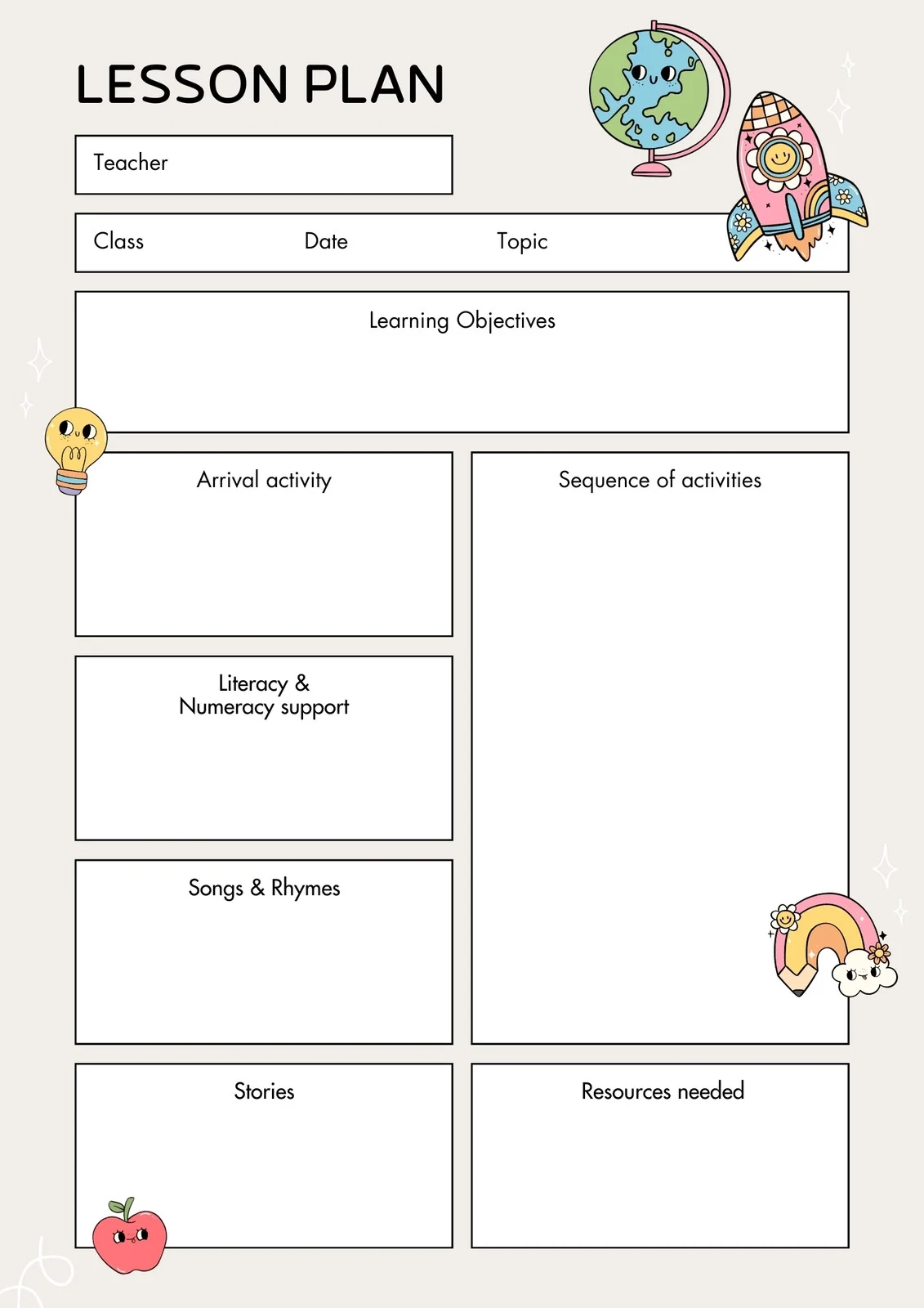 Page 19 Free Printable Preschool Lesson Plan Templates Canva