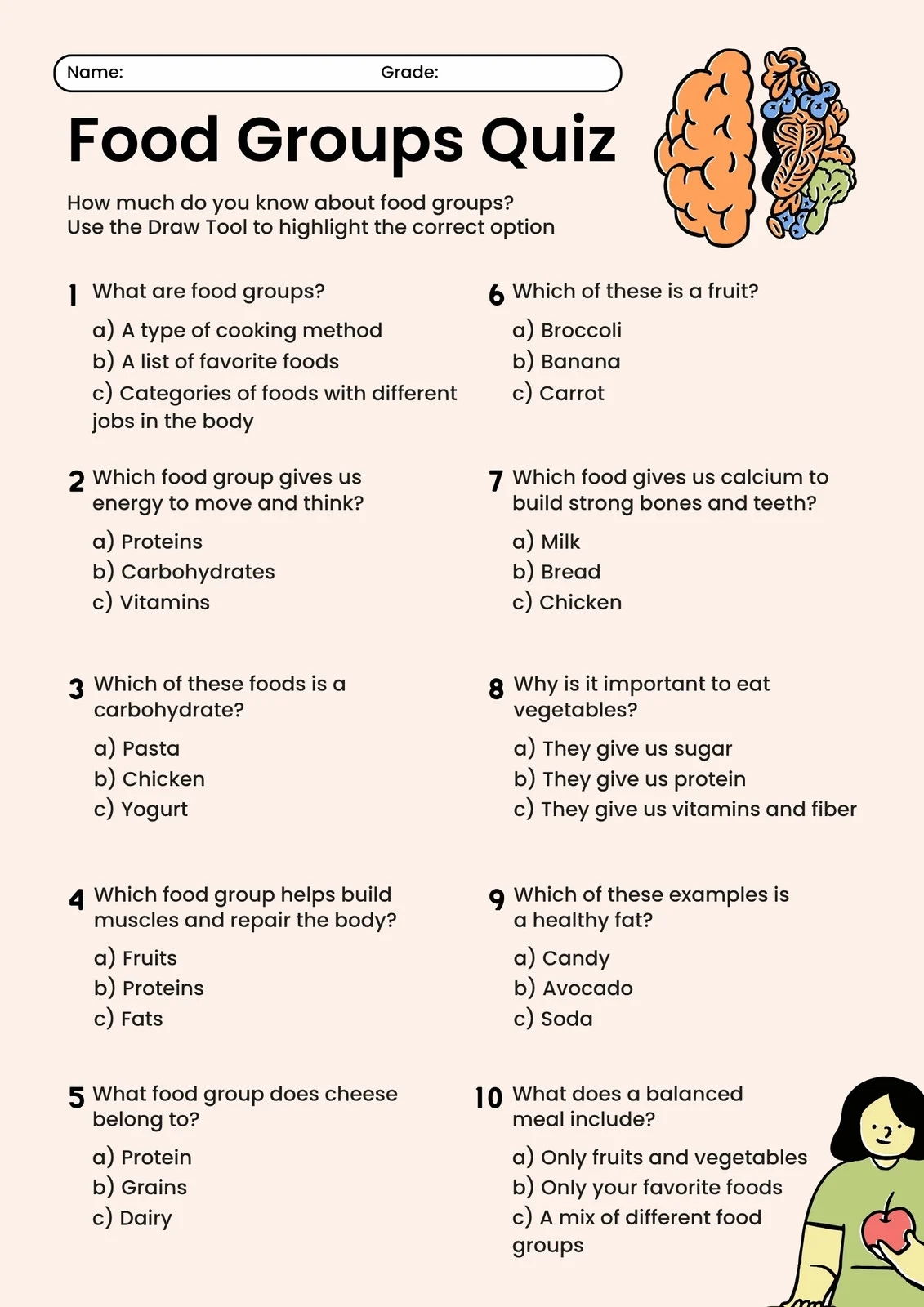 Page 3 Free To Customize And Print Food Worksheet Templates Canva