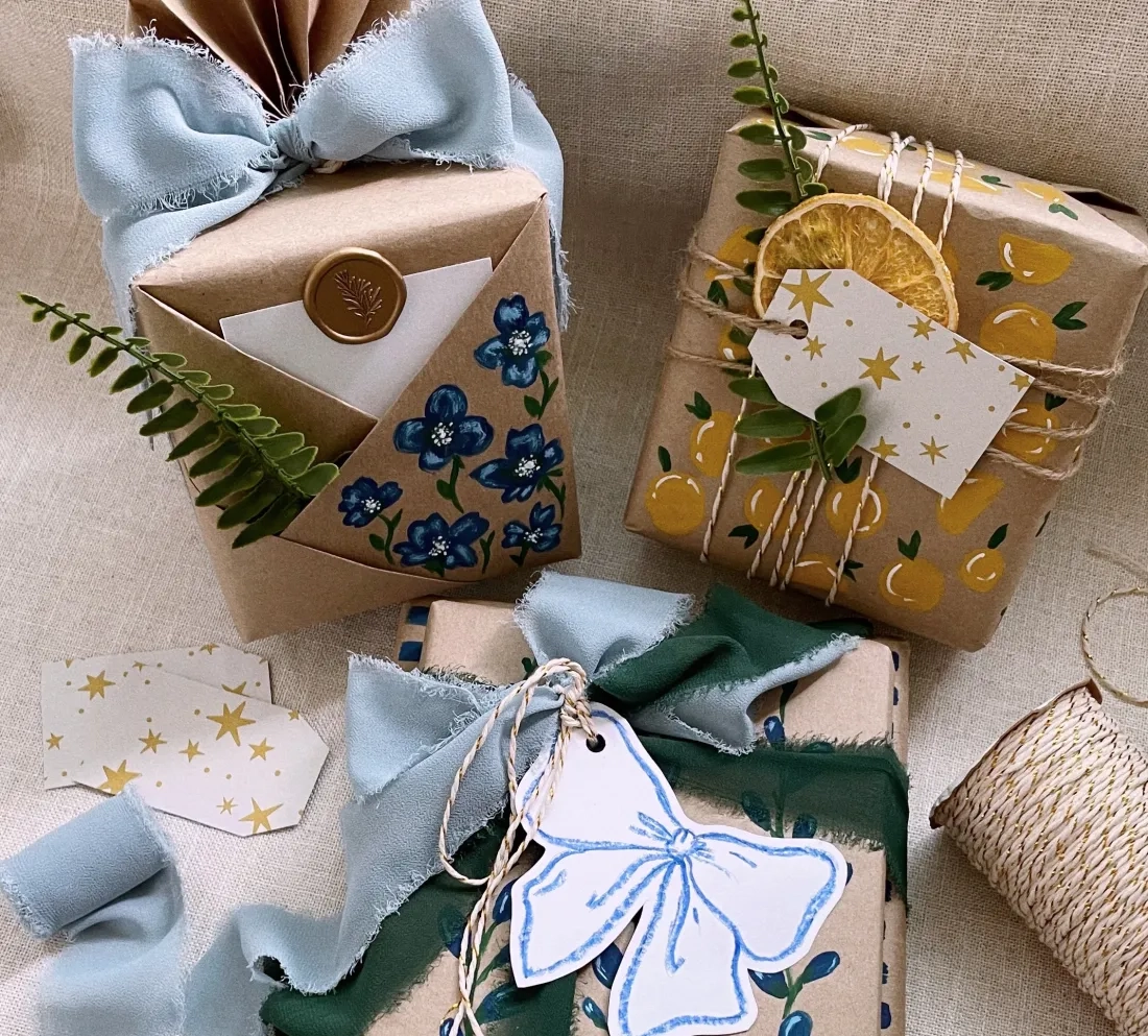 Painted Kraft Paper Creative Gift Wrapping Ideas Laura Jade Prado