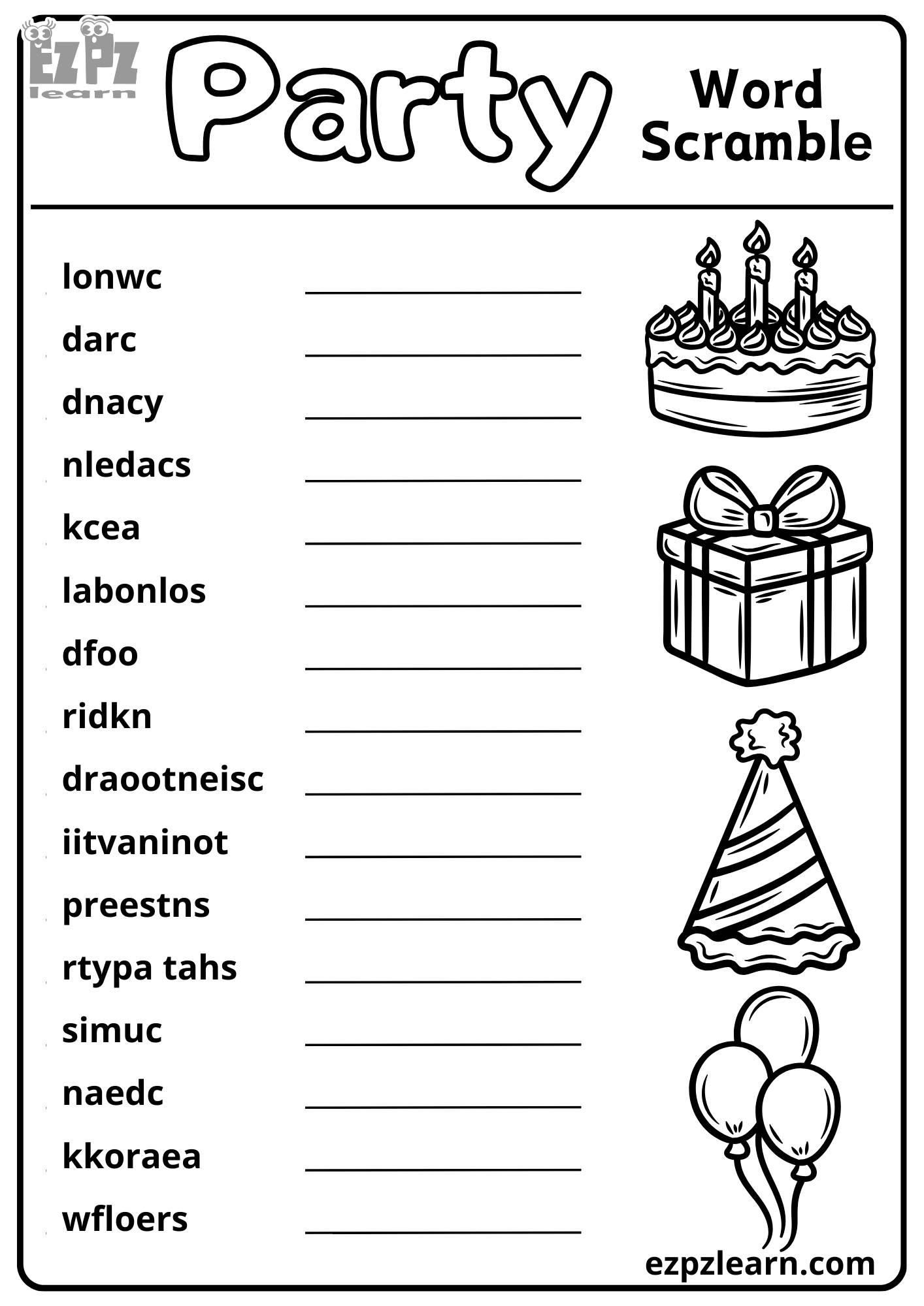 Vocabulary Words For Kids Printable